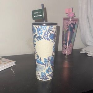 Stainless Starbucks Farm Rio Blue and Cream Floral Tumbler